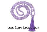 GMN8460 8mm, 10mm amethyst 27, 54, 108 beads mala necklace with tassel