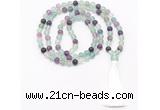 GMN8469 8mm, 10mm fluorite 27, 54, 108 beads mala necklace with tassel