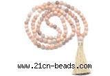 GMN8471 8mm, 10mm sunstone 27, 54, 108 beads mala necklace with tassel