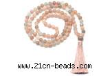 GMN8472 8mm, 10mm rainbow moonstone 27, 54, 108 beads mala necklace with tassel