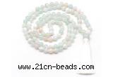 GMN8492 8mm, 10mm sea blue banded agate 27, 54, 108 beads mala necklace with tassel