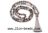 GMN8506 8mm, 10mm Botswana agate 27, 54, 108 beads mala necklace with tassel