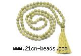 GMN8519 8mm, 10mm China jade 27, 54, 108 beads mala necklace with tassel
