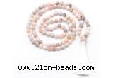 GMN8528 8mm, 10mm natural pink opal 27, 54, 108 beads mala necklace with tassel