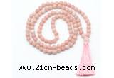 GMN8529 8mm, 10mm Chinese pink opal 27, 54, 108 beads mala necklace with tassel