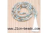 GMN8703 Hand-Knotted 8mm, 10mm Matte Colorful Amazonite 108 Beads Mala Necklace