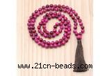 GMN8808 Hand-Knotted 8mm, 10mm Red Tiger Eye 108 Beads Mala Necklace