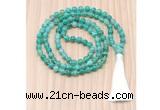 GMN8829 Hand-Knotted 8mm, 10mm Peafowl Agate 108 Beads Mala Necklace
