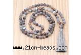 GMN8833 Hand-Knotted 8mm, 10mm Botswana Agate 108 Beads Mala Necklace