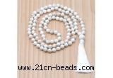 GMN8839 Hand-Knotted 8mm, 10mm White howlite 108 Beads Mala Necklace