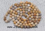 GMN907 Hand-knotted 8mm, 10mm matte fossil coral 108 beads mala necklaces