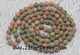 GMN920 Hand-knotted 8mm, 10mm matte unakite 108 beads mala necklaces