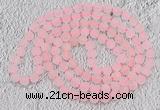 GMN929 Hand-knotted 8mm, 10mm matte rose quartz 108 beads mala necklaces