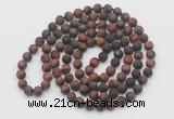 GMN934 Hand-knotted 8mm, 10mm matte red tiger eye 108 beads mala necklaces