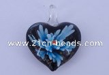 LP03 16*32*40mm heart inner flower lampwork glass pendants