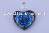 LP04 16*30*38mm heart inner flower lampwork glass pendants