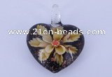 LP07 15*32*41mm heart inner flower lampwork glass pendants