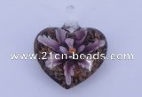 LP08 16*32*40mm heart inner flower lampwork glass pendants