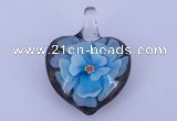 LP09 16*30*40mm heart inner flower lampwork glass pendants