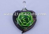 LP11 14*35*45mm heart inner flower lampwork glass pendants