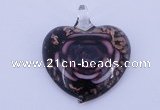 LP12 13*38*43mm heart inner flower lampwork glass pendants