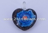 LP15 15*30*38mm heart inner flower lampwork glass pendants