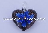 LP16 15*32*38mm heart inner flower lampwork glass pendants
