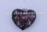 LP17 16*33*42mm heart inner flower lampwork glass pendants