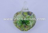 LP18 18*30*40mm heart inner flower lampwork glass pendants