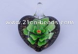 LP19 18*32*39mm heart inner flower lampwork glass pendants