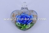 LP20 16*35*40mm heart inner flower lampwork glass pendants