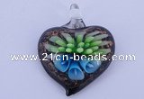 LP22 15*36*44mm heart inner flower lampwork glass pendants