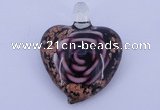 LP23 14*34*45mm heart inner flower lampwork glass pendants