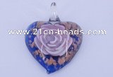 LP26 15*40*50mm heart inner flower lampwork glass pendants