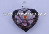 LP28 16*31*35mm heart inner flower lampwork glass pendants