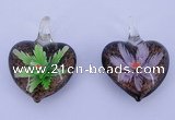 LP29 16*32*42mm heart inner flower lampwork glass pendants