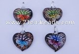 LP31 12*35*44mm heart inner flower lampwork glass pendants