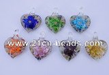 LP32 15*30*40mm heart inner flower lampwork glass pendants