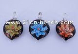 LP33 16*30*45mm heart inner flower lampwork glass pendants