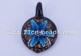 LP36 13*30*45mm heart inner flower lampwork glass pendants