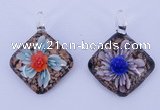 LP55 12*38*48mm diamond inner flower lampwork glass pendants