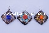 LP57 12*36*46mm diamond inner flower lampwork glass pendants