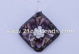 LP58 12*38*48mm diamond inner flower lampwork glass pendants