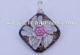 LP60 12*38*48mm diamond inner flower lampwork glass pendants