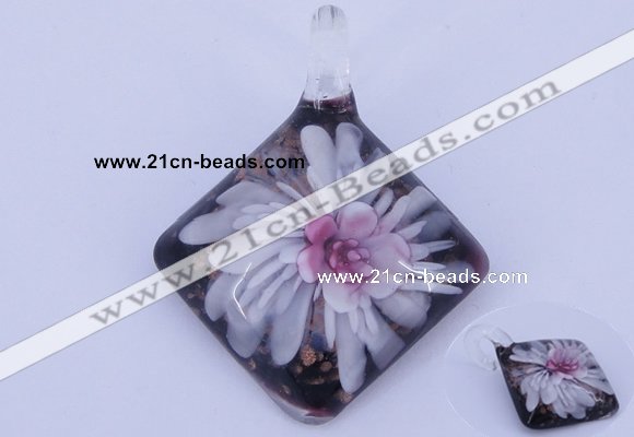 LP62 12*39*50mm diamond inner flower lampwork glass pendants