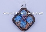 LP64 14*32*53mm diamond inner flower lampwork glass pendants