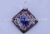 LP65 12*38*48mm diamond inner flower lampwork glass pendants