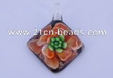 LP66 13*40*50mm diamond inner flower lampwork glass pendants