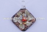 LP67 12*38*48mm diamond inner flower lampwork glass pendants