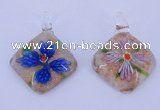 LP68 12*38*48mm diamond inner flower lampwork glass pendants